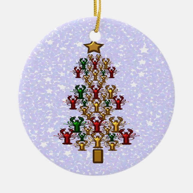 Ornement Rond En Céramique Arbre de Noël de homard d'écrevisses (Devant)
