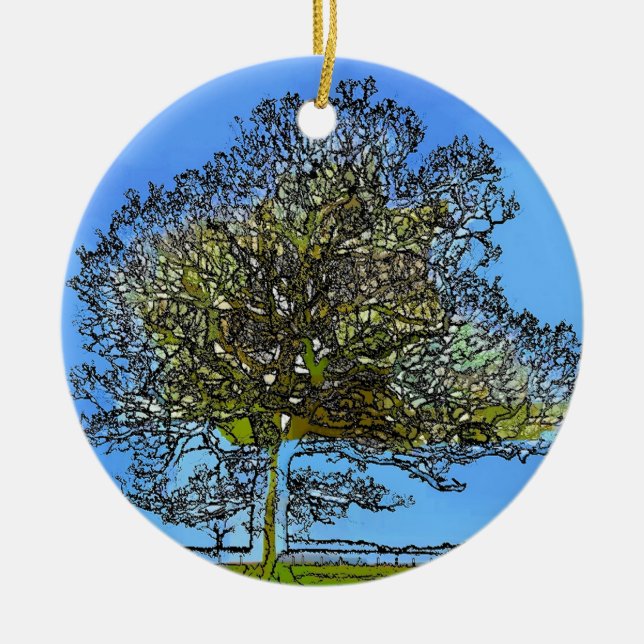 ORNEMENT ROND EN CÉRAMIQUE ARBRE LONE (Devant)