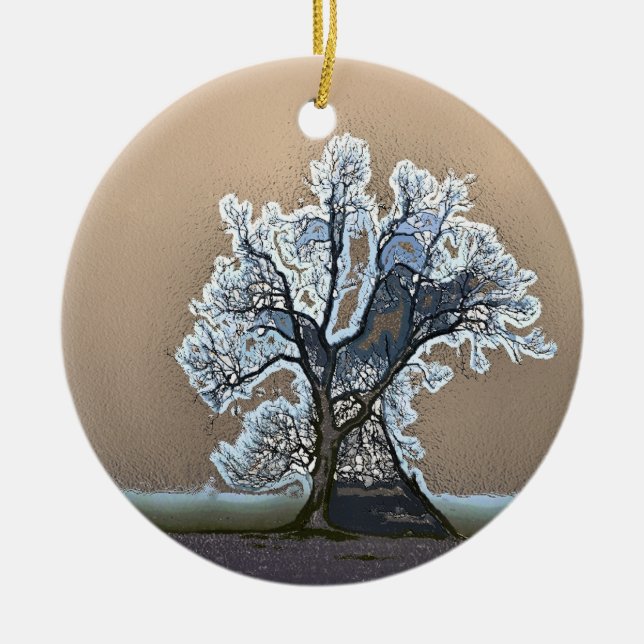ORNEMENT ROND EN CÉRAMIQUE ARBRE LONE (Devant)