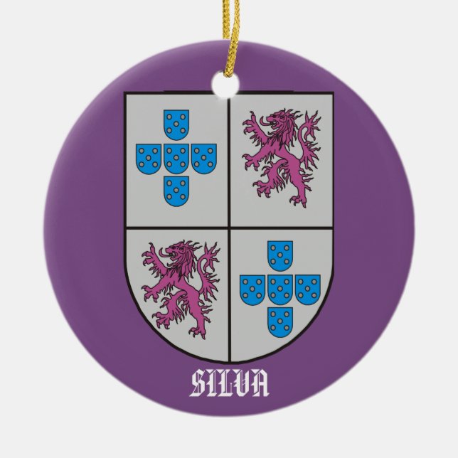 Ornement Rond En Céramique Armoiries de la famille Silva Noël (Devant)