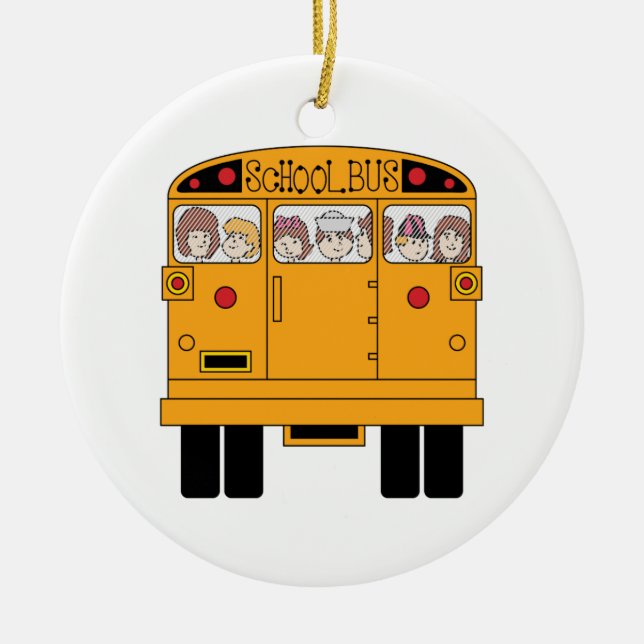 Ornement Rond En Céramique Arrière d'autobus scolaire (Devant)