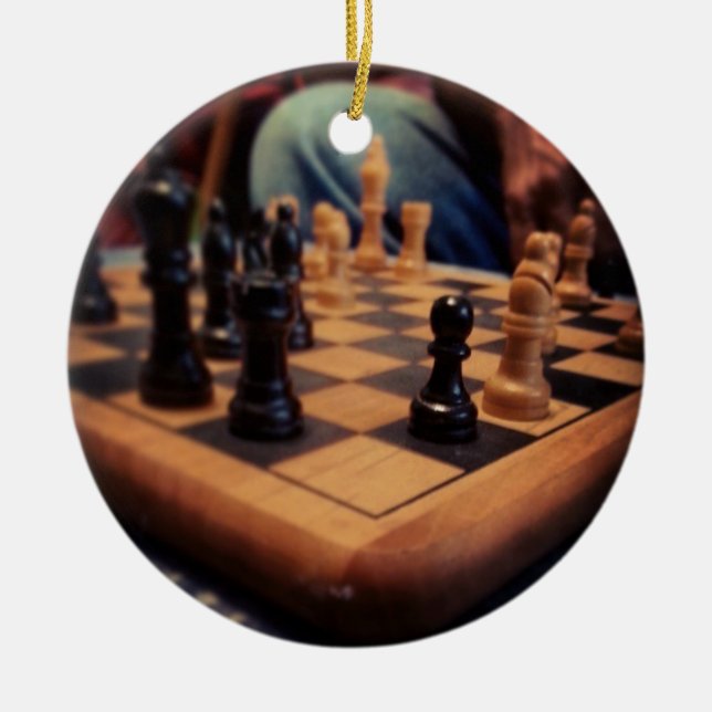 Ornement Rond En Céramique Article de cadeau d'échiquier (Devant)