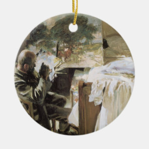 Ornement Rond En Céramique Artiste dans son studio par John Singer Sargent