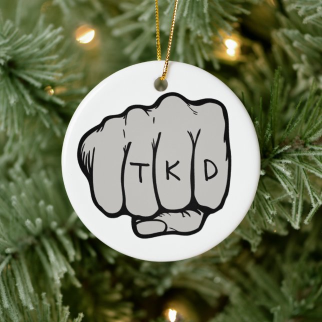 Ornement Rond En Céramique Arts martiaux TKD Fist (Arbre)