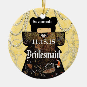 Ornement Rond En Céramique Asiatique Kimono Birdesmaid Cadeaux Coral Changes