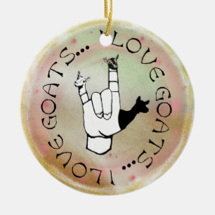 ORNEMENT ROND EN CÉRAMIQUE ASL SIGN I LOATS GOATS NOËL ORNAMENT