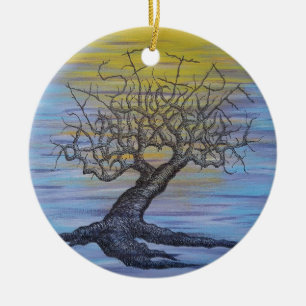 Ornement Rond En Céramique Aspirent l'arbre d'amour