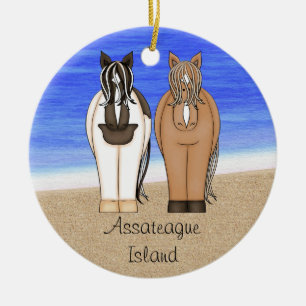 Ornement Rond En Céramique Assateague Island VA Ponies Horse