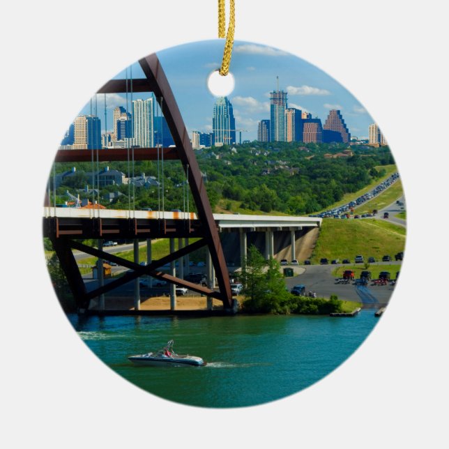 Ornement Rond En Céramique Austin, Texas de 360 Bridge (Devant)