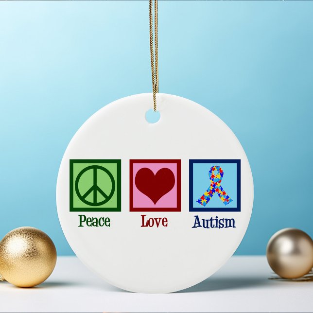 Ornement Rond En Céramique Autisme d'amour de paix (Créateur téléchargé)