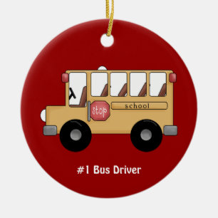 Ornement Rond En Céramique Autobus scolaire (personnalisable)