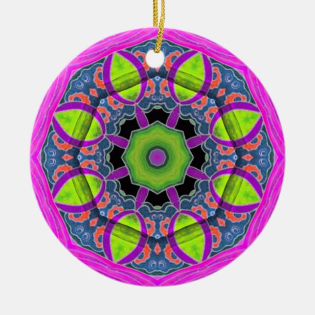 Ornement Rond En Céramique Autocollant à fleurs FluRoDelica (Devant)