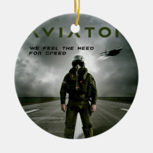 Ornement Rond En Céramique Aviateur pilote de combat