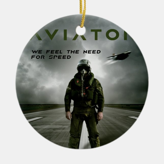 Ornement Rond En Céramique Aviateur pilote de combat (Devant)