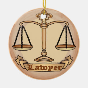 Ornement Rond En Céramique Avocat Justice Scales