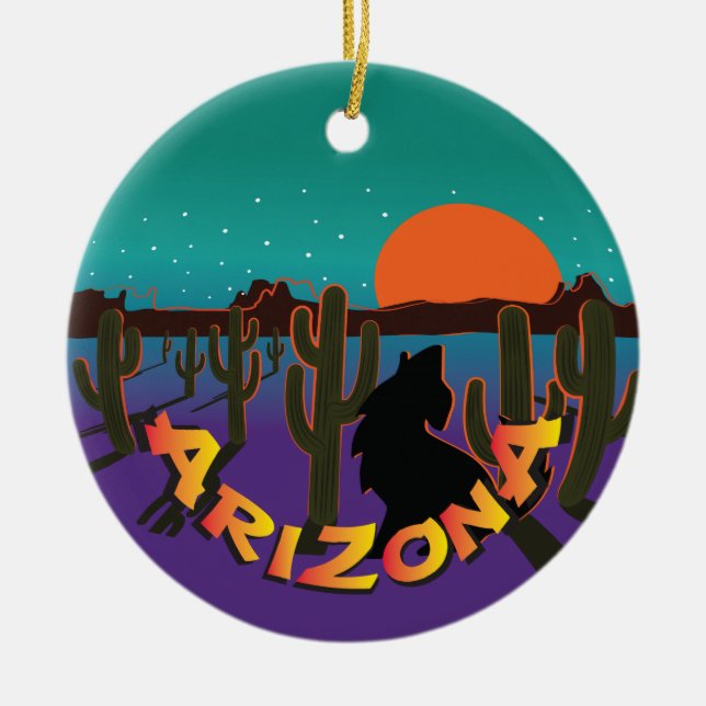 Ornement Rond En Céramique AZ Arizona Christmas Howling Coyote (Devant)