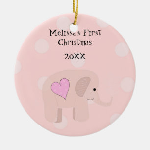 Ornement Rond En Céramique Baby Eléphant Premier Noël