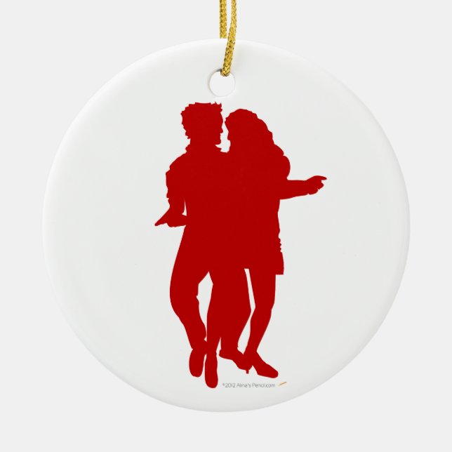 Ornement Rond En Céramique Bachata Latin Dancers Silhouette Custom (Devant)