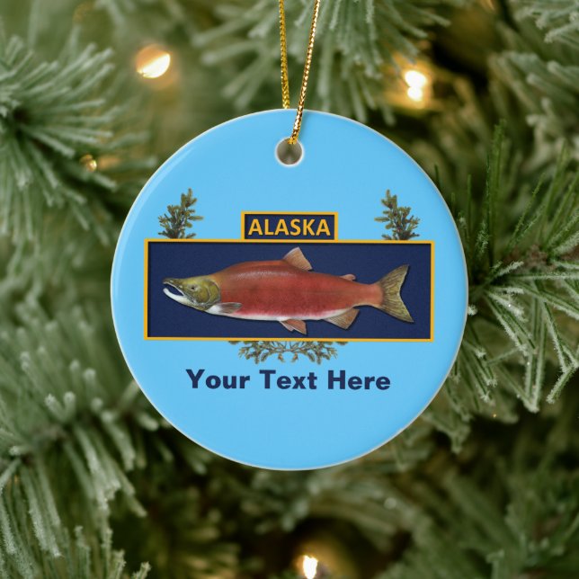 Ornement Rond En Céramique Badge du pêcheur de combat de l'Alaska (Arbre)