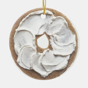 Ornement Rond En Céramique Bagel au fromage à la crème