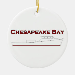Ornement Rond En Céramique Baie de chesapeake Deadrise Workboat