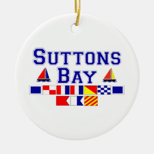Ornement Rond En Céramique Baie de Suttons, MI - orthographe nautique de