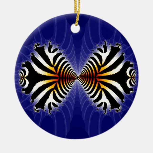 Ornement Rond En Céramique Baiser Poisson Fractal Zebra Poisson (Devant)