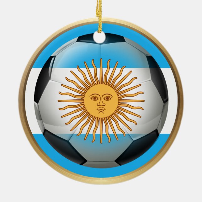 Ornement Rond En Céramique Bal de soccer argentin (Dos)