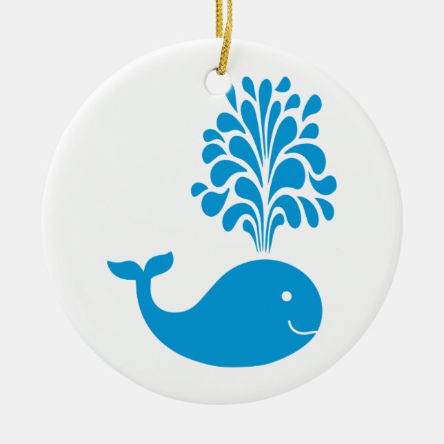 Ornement Rond En Céramique Baleine amusante (Devant)