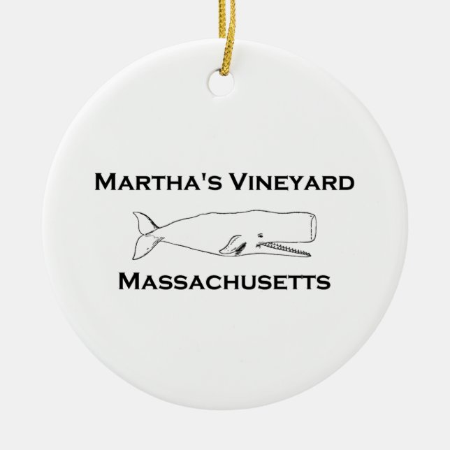 Ornement Rond En Céramique Baleine du Massachusetts de Martha's Vineyard (Devant)