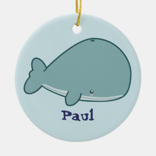 Ornement Rond En Céramique Baleine mignonne