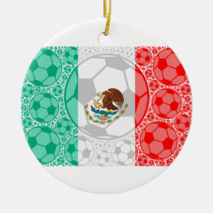 Ornement Rond En Céramique Ballons de football du Mexique