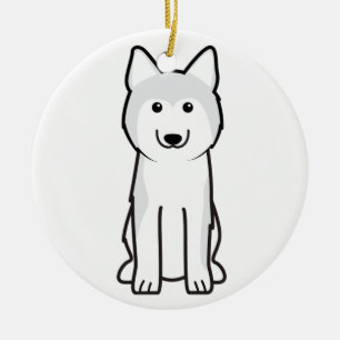 Ornement Rond En Céramique Bande dessinée de chien de chien de traîneau