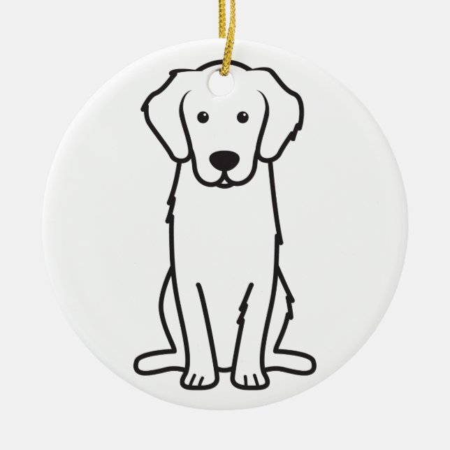 Ornement Rond En Céramique Bande dessinée de chien de golden retriever (Devant)