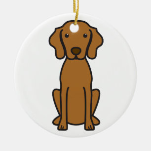 Ornement Rond En Céramique Bande dessinée de chien de Vizsla