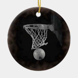 Ornement Rond En Céramique Basket-ball de sépia