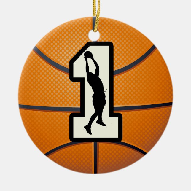 Ornement Rond En Céramique Basket-ball du numéro 1 (Devant)
