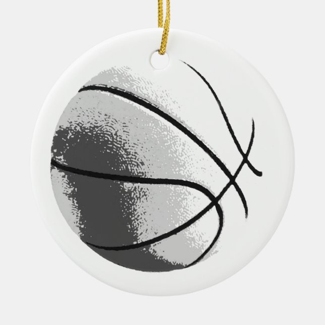 Ornement Rond En Céramique Basket-ball pop art noir blanc gris tendance (Devant)