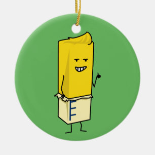 Ornement Rond En Céramique Bâton de beurre beurré des pouces heureux de