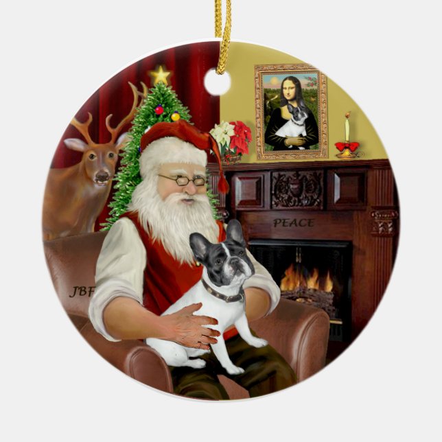 Ornement Rond En Céramique BD père Noël-Français (BW14) (Devant)