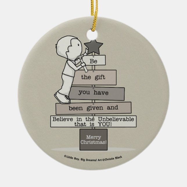 Ornement Rond En Céramique Be the Gift-Christmas Tree (Tan) (Devant)