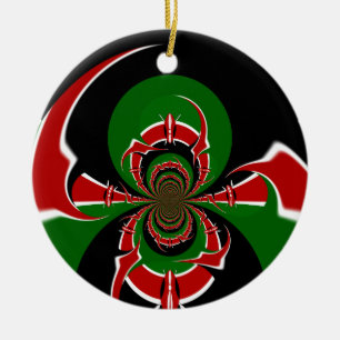 Ornement Rond En Céramique Beau drapeau Kenya noir rouge vert couleur design