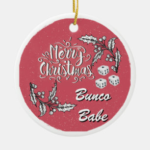 Ornement Rond En Céramique Bébé de Bunco de Joyeux Noël