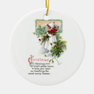 Ornement Rond En Céramique Bénédiction de Noël