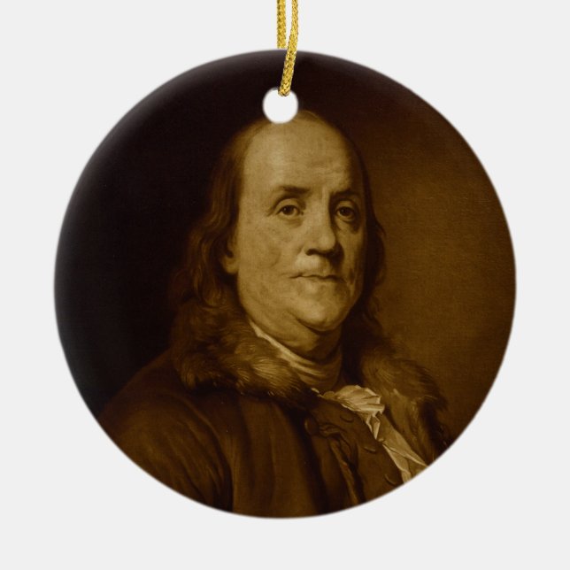 Ornement Rond En Céramique Benjamin Franklin Tête et épaules (Devant)