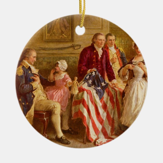 Ornement Rond En Céramique Betsy Ross 1777 par Jean Leon Gerome Ferris (Devant)