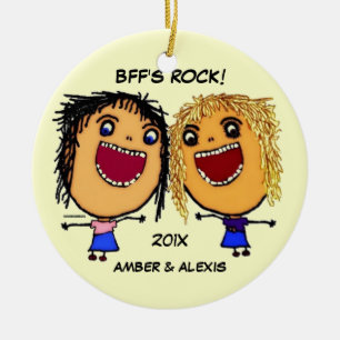 Ornement Rond En Céramique BFF's Rock Cartoon