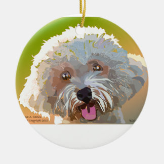 Ornement Rond En Céramique Bichon Frise