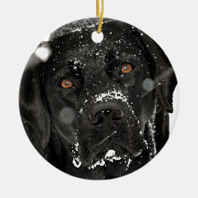 Ornement Rond En Céramique Black Labrador - Globe de neige (Devant)