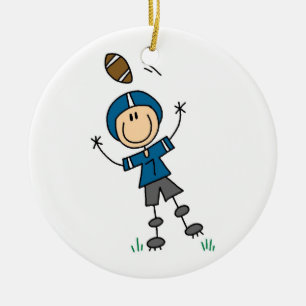 Ornement Rond En Céramique Bleu de football